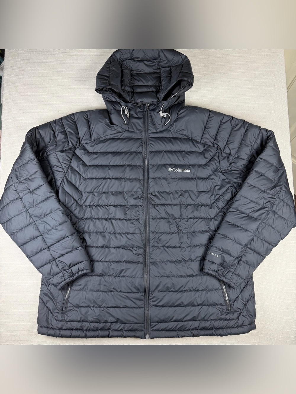 Columbia Men's Omni-Heat Thermal Insulated Black Hooded Puffer Jacket Size XXL